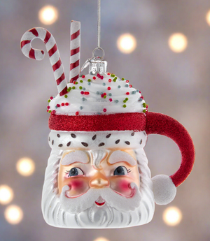 The Canton Christmas Shop Noble Gems Santa Cocoa Mug Ornament on white background