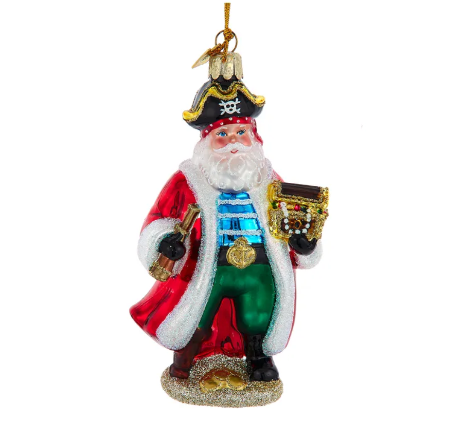 The Canton Christmas Shop Noble Gems™ Glass Pirate Santa Ornament by Kurt Adler