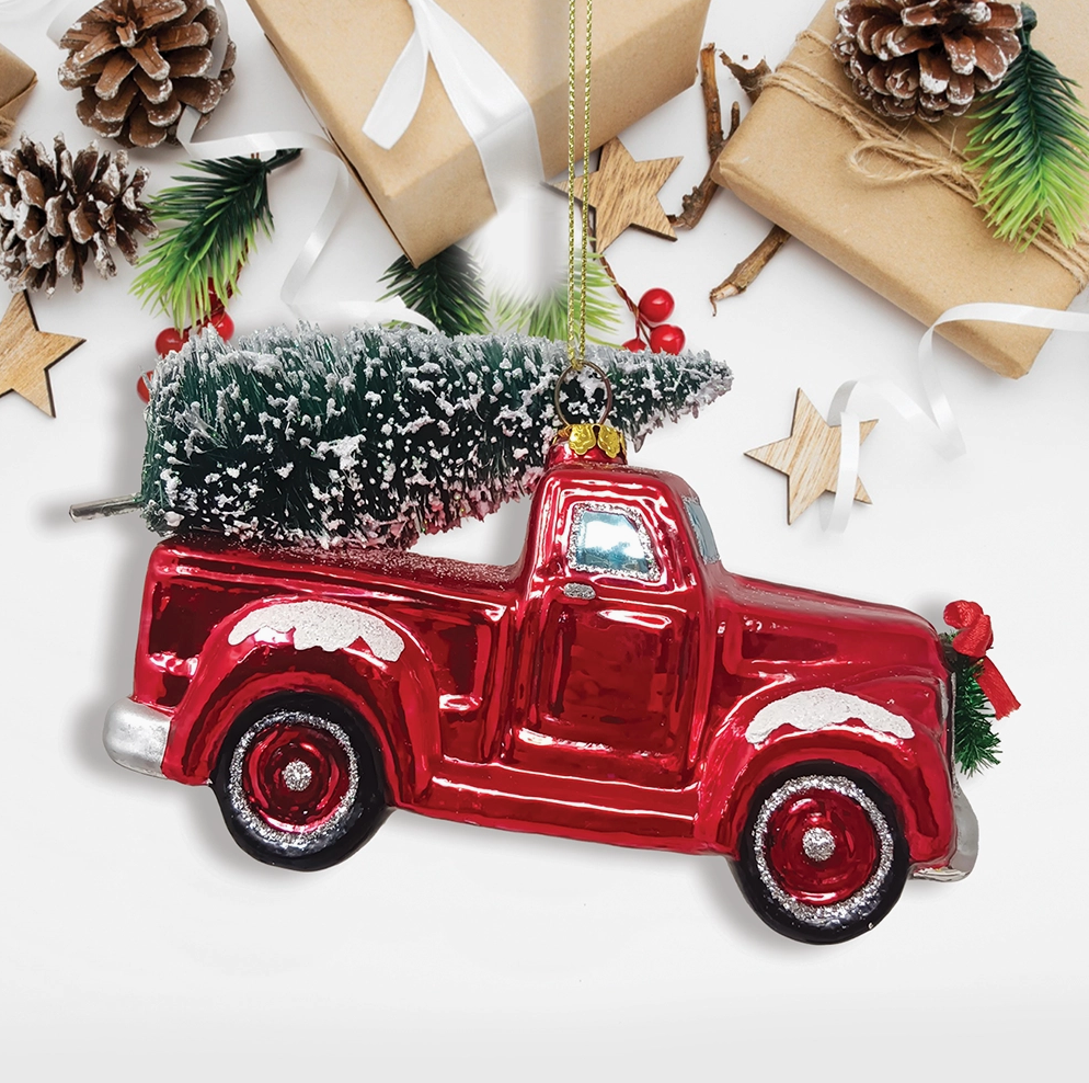 The Canton Christmas Shop Oversized Red Hallmark Truck Glass Ornament