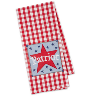 The Canton Christmas Shop Patriot Red White and Blue Star Embellished Kitchen Towel USA America