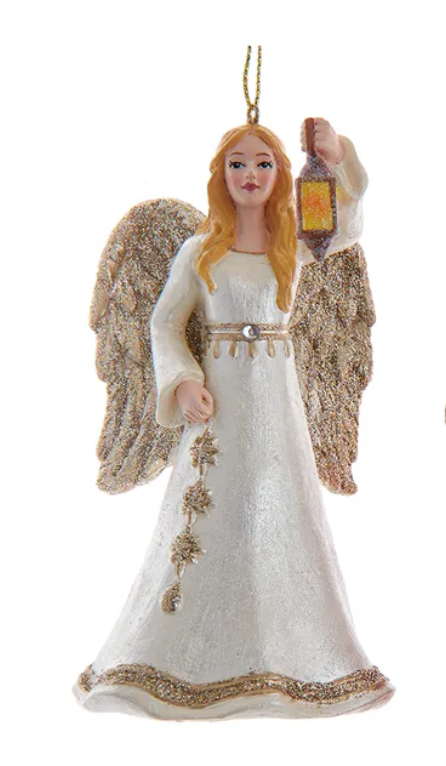 The Canton Christmas Shop Pearl Angel with Lantern Ornament by Kurt Adler