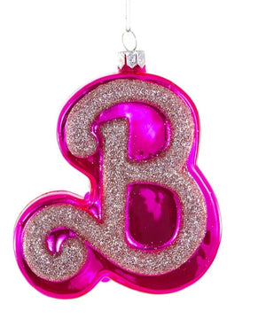 The Canton Christmas Shop Pink Glittered B Barbie Ornament by Cody Foster & Co.