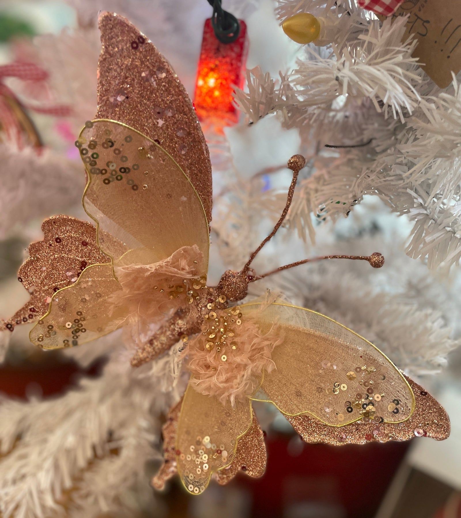 The Canton Christmas Shop Pink Lace Butterfly Clip Ornament by Kurt Adler