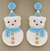 The Canton Christmas Shop Polar Bear Snowman Blue and White Beaded Earrings