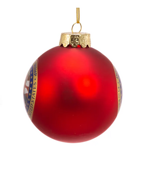 The Canton Christmas Shop Donald J Trump 45th President Red Ball Ornament side view