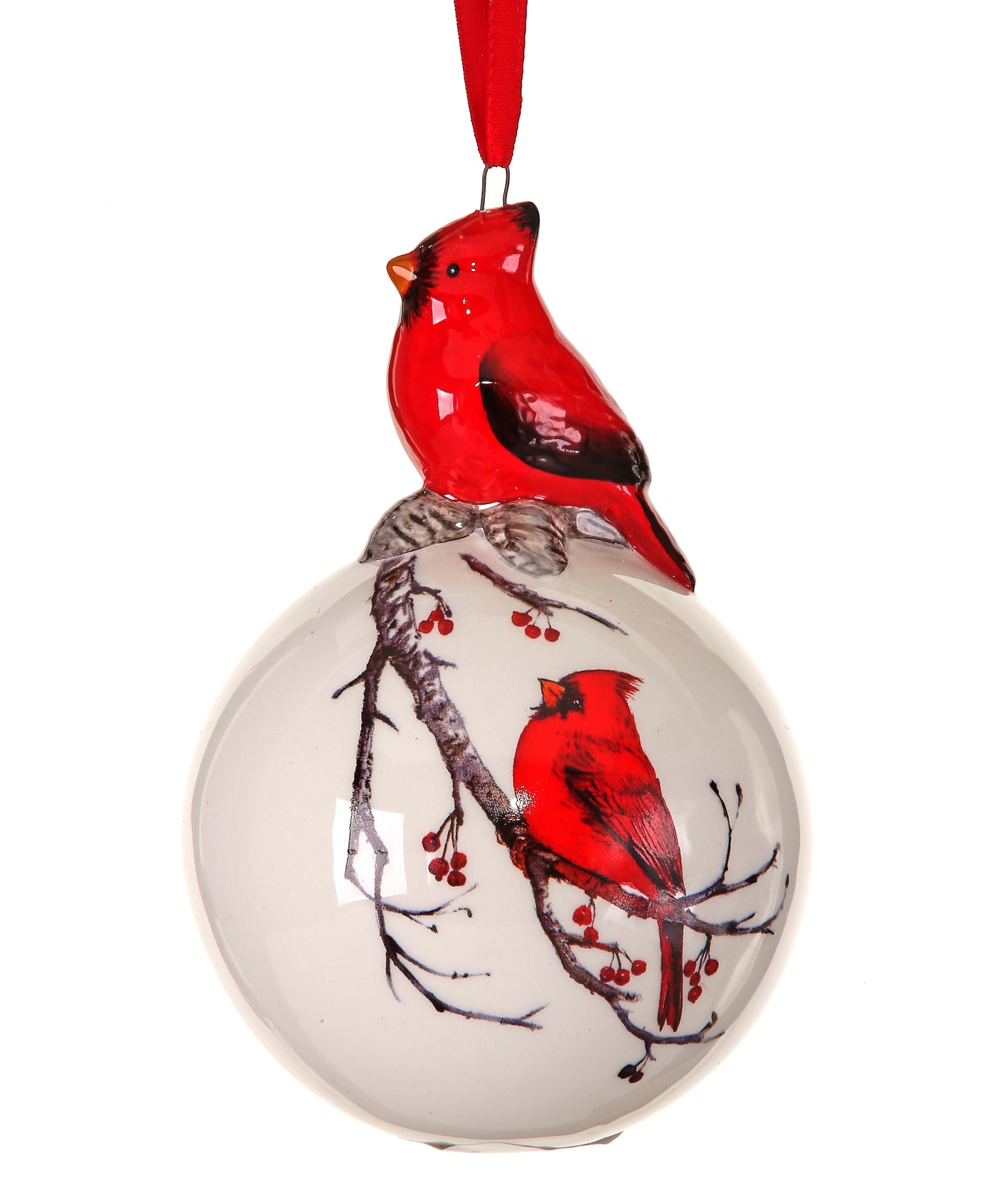 The Canton Christmas Shop Red Cardinal Ball Ornament Bird of Christmas