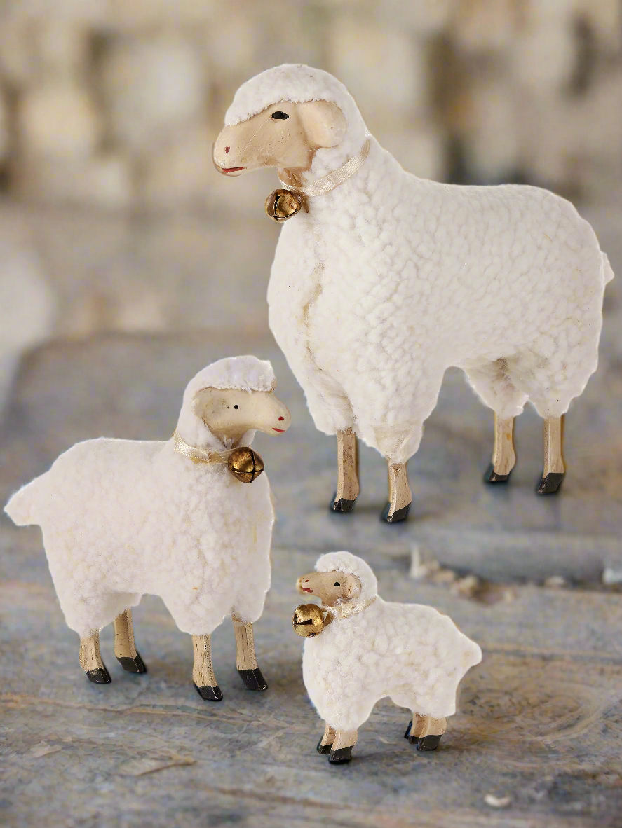 The Canton Christmas Shop Resin Wooly Lamb Family of three for nativity scene