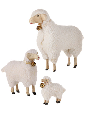 The Canton Christmas Shop Resin Wooly Lamb Family of three nativity set