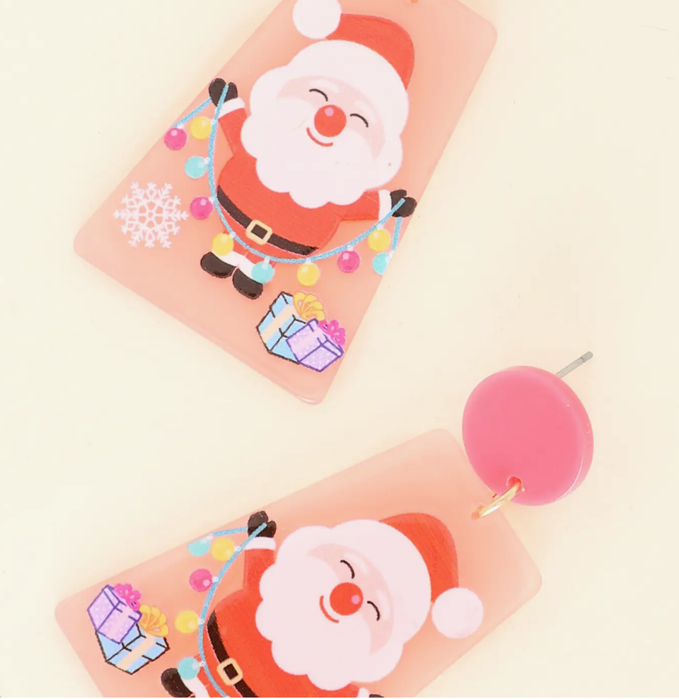 The Canton Christmas Shop Retro Santa Claus Trapezoid Earrings