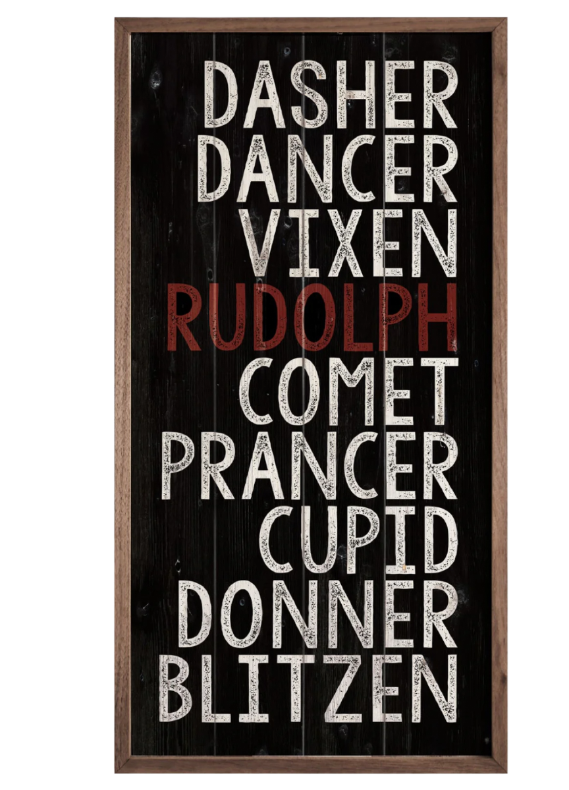 The Canton Christmas Shop Rudolph Reindeer Names Dasher Dancer Vixen Rudolph Comet Prancer Cupid Donner Blitzen Box Sign Wall Art Made in the USA