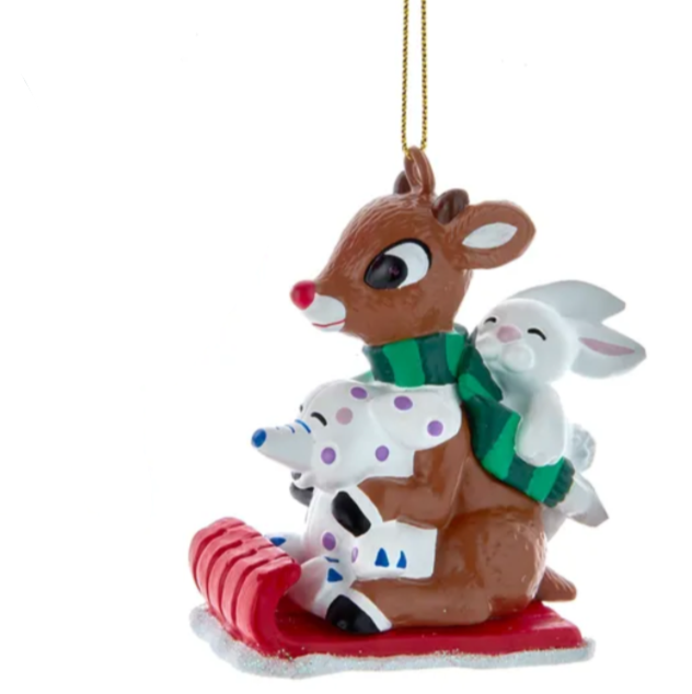 The Canton Christmas Shop Rudolph and Santa Misfit Toys 2 piece ornament set by Kurt Adler