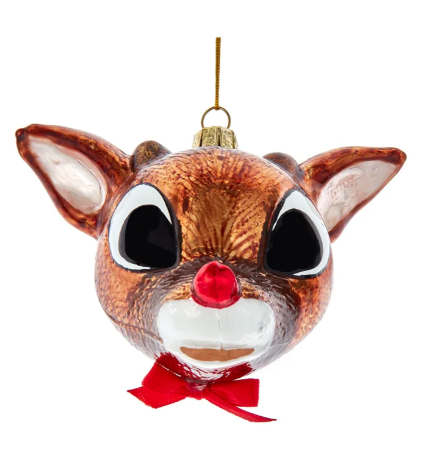 The Canton Christmas Shop Rudolph Head Glass Ornament by Kurt Adler