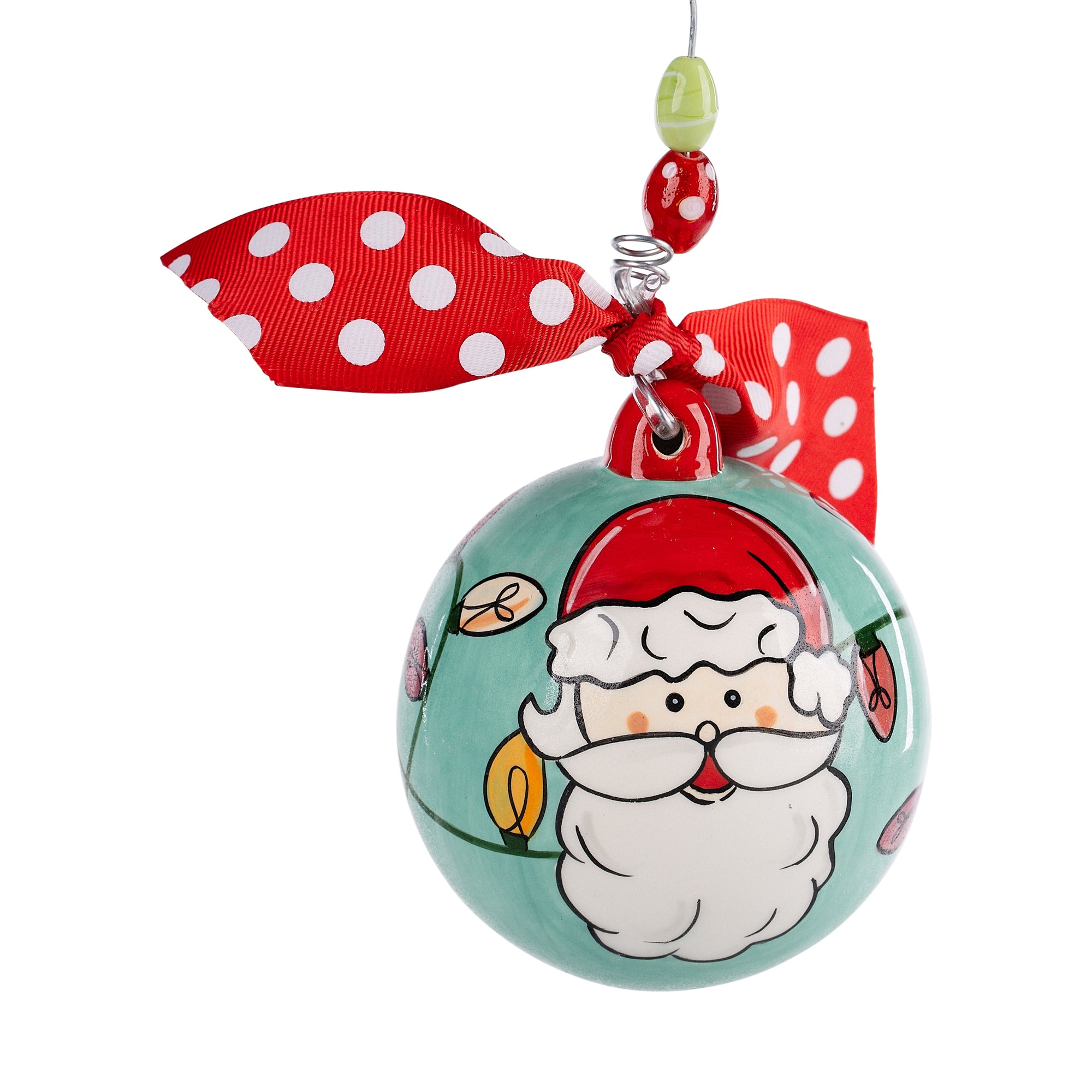 The Canton Christmas Shop Santa We Believe Ornament by Glory Haus Front View on white