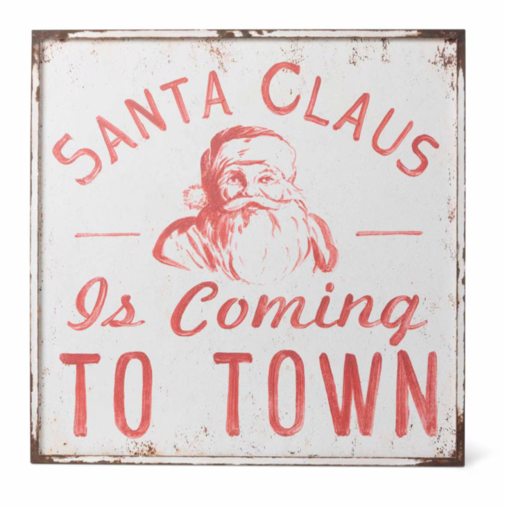 The Canton Christmas Shop Santa Claus Midcentury Retro Style Square Iron Wall Plaque from Park Hill Collection