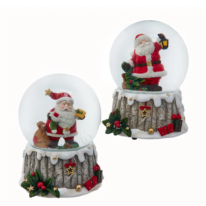 The Canton Christmas Shop Santa Snow Globe with Birch Tree Base, Assorted by Kurt Adler