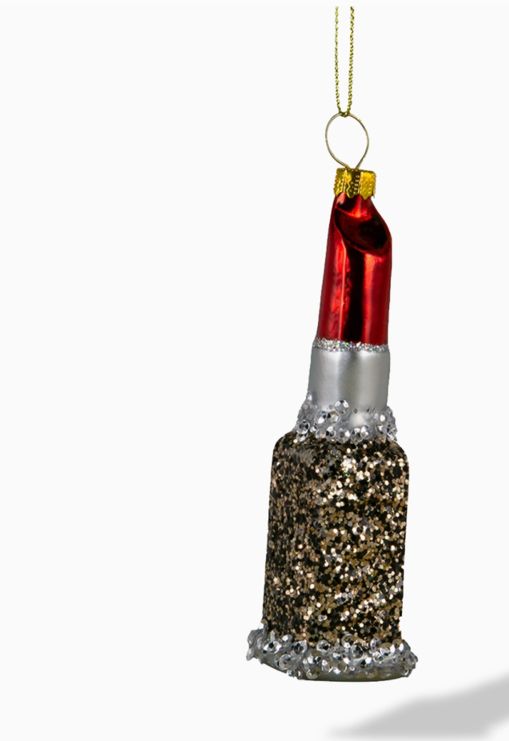 Red Lipstick Glass Ornament