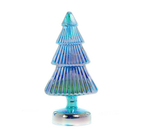  The Canton Christmas Shop Cody Foster Iridescent Lighted Blue Glass Tree on a white background