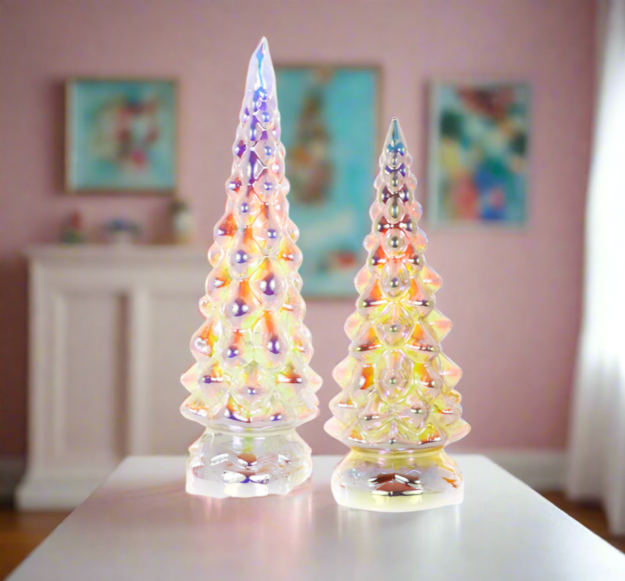 The Canton Christmas Shop Cody Foster Iridescent Textured Glass Trees Set 