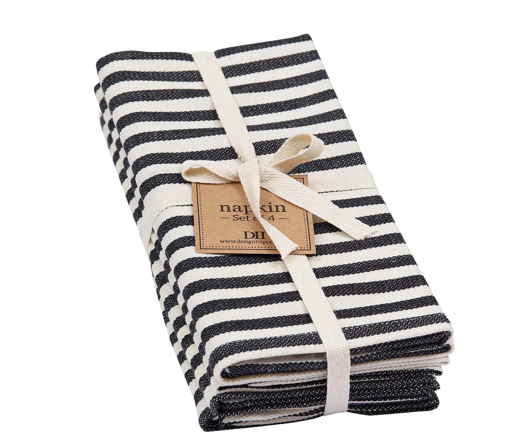 Black Petite Stripe Napkin Set of 4