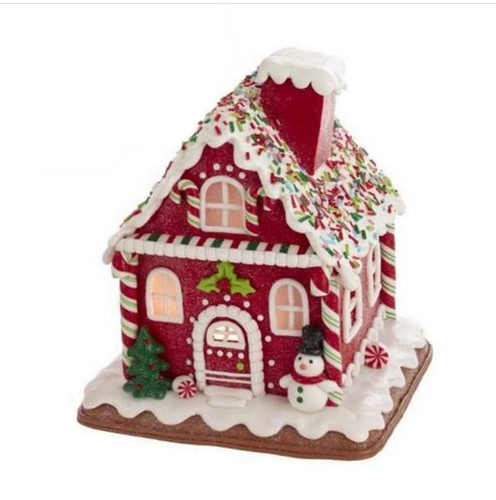 The Canton Christmas Shop Snowman & Sprinkles Gingerbread House by Kurt Adler Candy Cane Details Snowman Christmas Tree