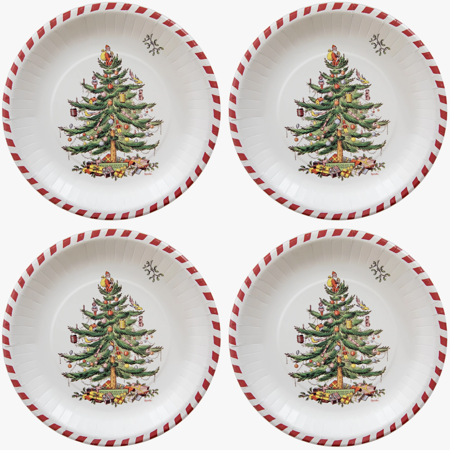 The Canton Christmas Shop Spode Candy Cane Christmas Tree Dinner Paper Plates Set of 8