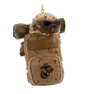 The Canton Christmas Shop U.S. Marine Corps Backpack with Helmet Ornament by Kurt Adler Officially licensed