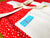 The Canton Christmas Shop Vintage Snowfall Apron closeup view by Two Medium Sized Ladies handmade in Texas