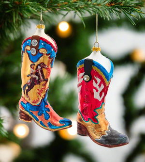 The Canton Christmas Shop Western Boots Glass Christmas Ornaments, Assorted by Kurt Adler