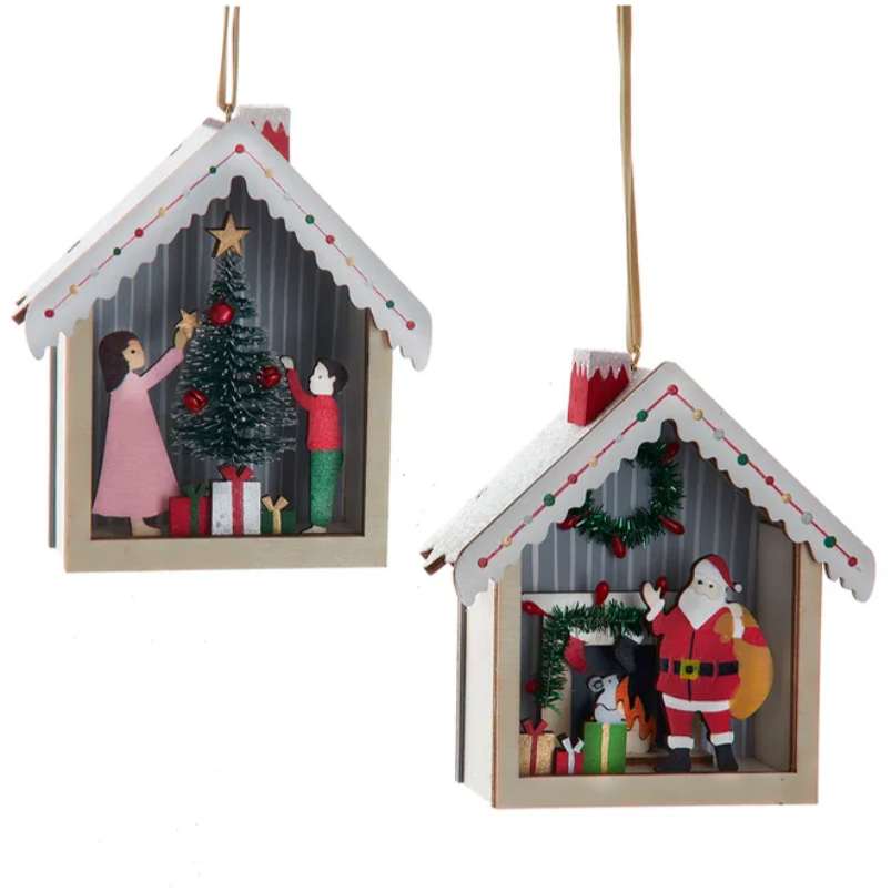 The Canton Christmas Shop Wooden Miniature Christmas Scene putz style house ornaments German tradition