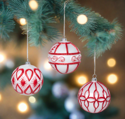 The Canton Christmas Shop Nordic Handpainted Glass Ball Ornament by Park Hill Collection