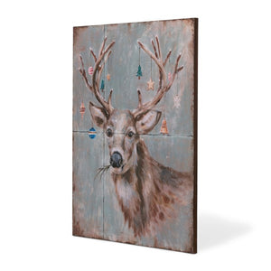 The Canton Christmas Shop Christmas Deer Iron Plaque from Park Hill Collection angled view