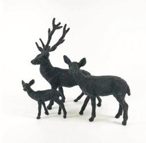 The Canton Christmas Shop Black Velvet Glitter Deer Family Set of 3 Cody Foster