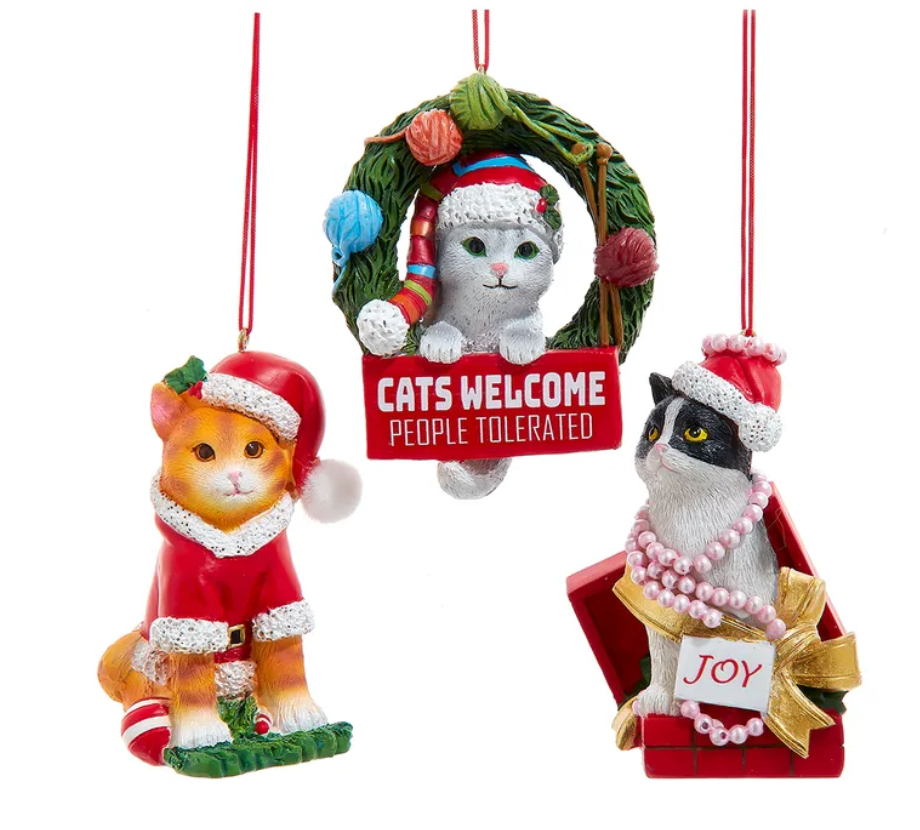 The Canton Christmas Shop Cats Ornaments Cats welcome people tolerated Kurt Adler