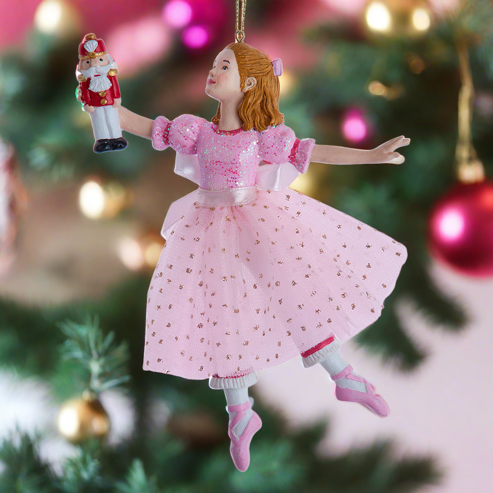 The Canton Christmas Shop Pink Clara 6 3/4&quot; Dancing Ballerina Christmas ornament with Nutcracker by Kurt Adler