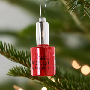 The Canton Christmas Shop Classic Hot Pink Nail Lacquer Polish Glass Ornament by Cody Foster