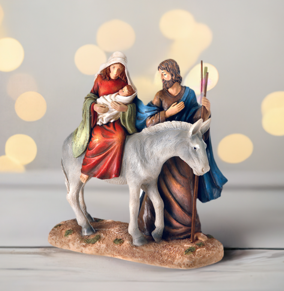 The Canton Christmas Shop 10&quot; Holy Family Nativity Scene on Donkey Christmas Figurine Birth of Jesus Christmas in Bethlehem