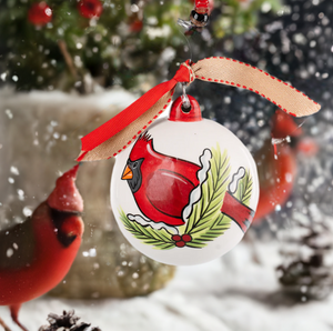 The Canton Christmas Shop I Am Always With You Cardinal Red Bird Ornament by Glory Haus view of cardinal on branches