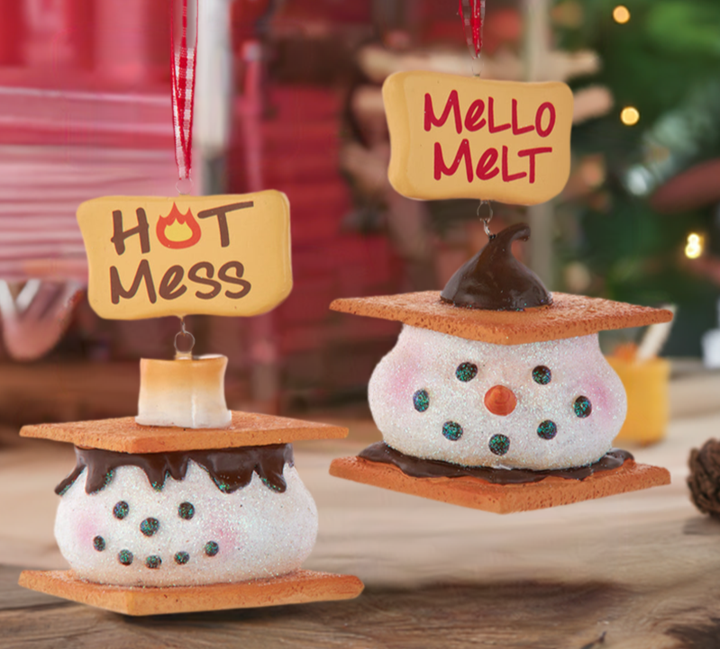 The Canton Christmas Shop Hot Mess Mello Melt S&#39;mores Marshmallow Chocolate Hershey Kiss Ornament Selection Kurt Adler