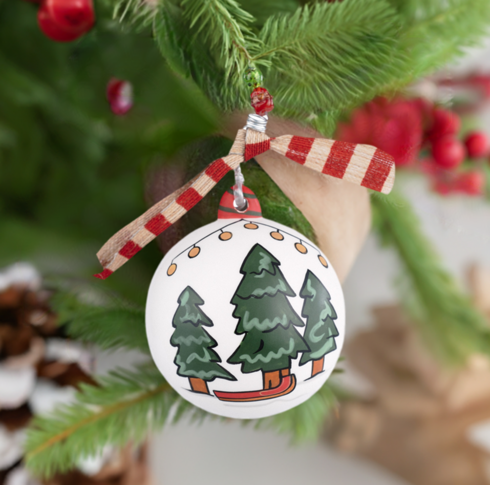 The Canton Christmas Shop Best Dad Christmas Ornament by Glory Haus Front View on tree branch