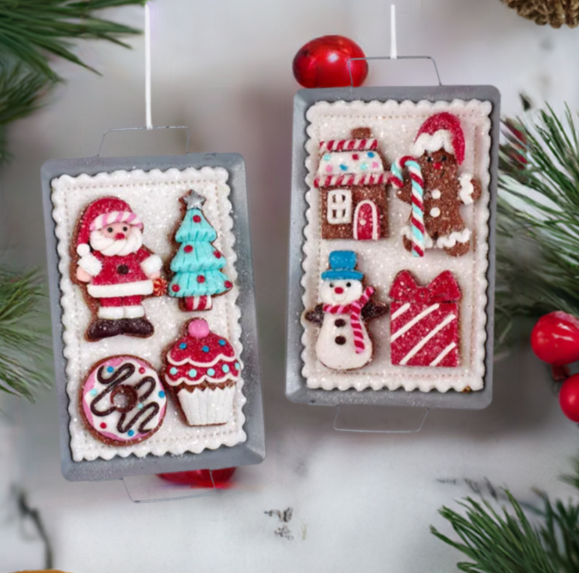 The Canton Christmas Shop Claydough Gingerbread Baking Tray Set of 2 on kitchen counter by Kurt Adler