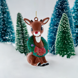 The Canton Christmas Shop Rudolph the red nosed reindeer with wreath ornament by Kurt Adler