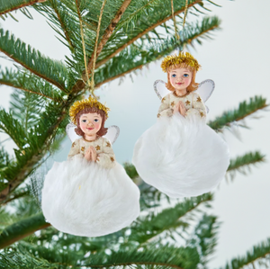 German Fluffy Angel Ornaments, Asstd.