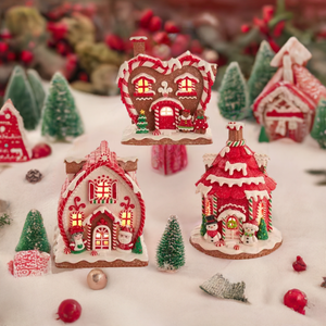 The Canton Christmas Shop 7" Red and White Gingerbread Houses, Assorted Shapes of Heart Octagon Per by Kurt Adler