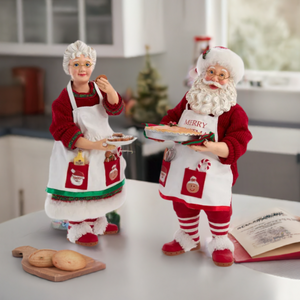 The Canton Christmas Shop Santa Claus and Mrs Clause Cookie Plate Pie Kurt Adler Fabriche Collectible Figurines FA0146