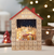 19" Lit Advent Calendar House with Nativity and Orange Roof by Kurt Adler on table