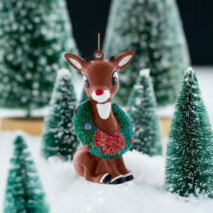 The Canton Christmas Shop Rudolph the red nosed reindeer with wreath ornament by Kurt Adler