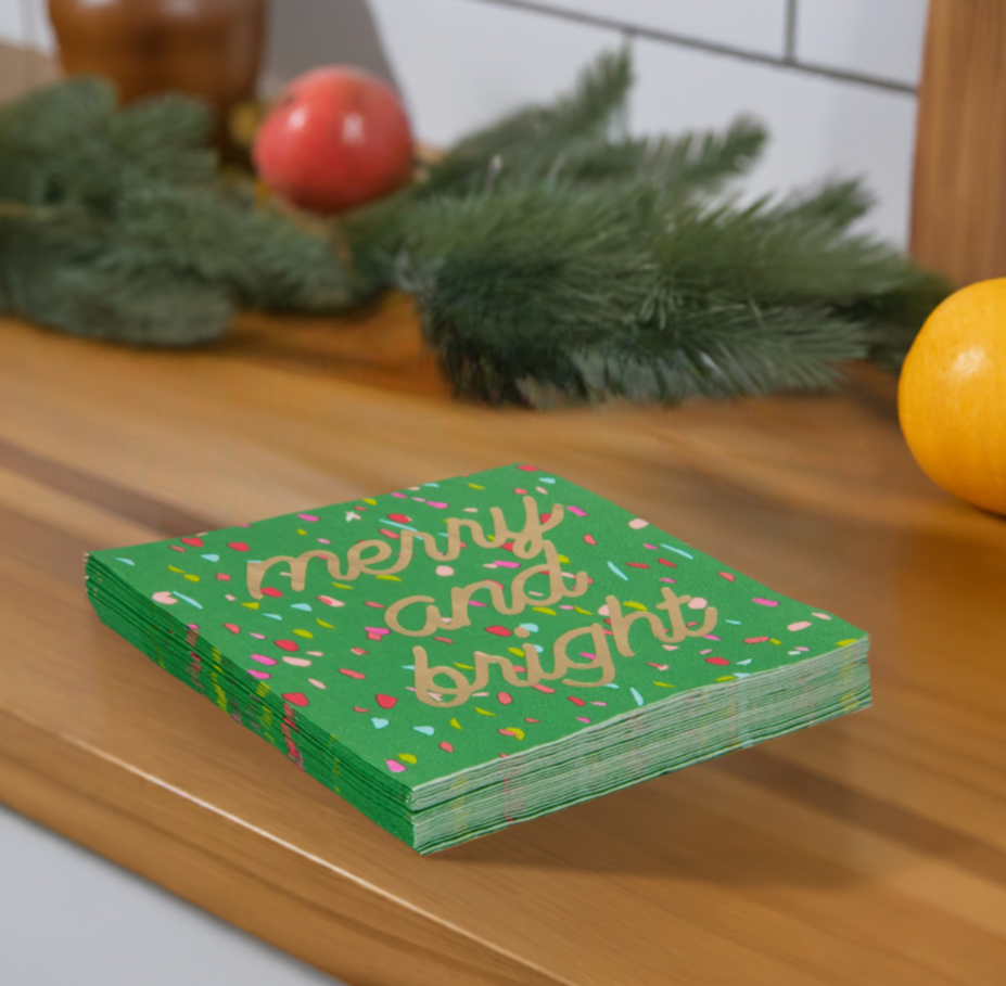 The Canton Christmas Shop Merry &amp; Bright Beverage Napkins