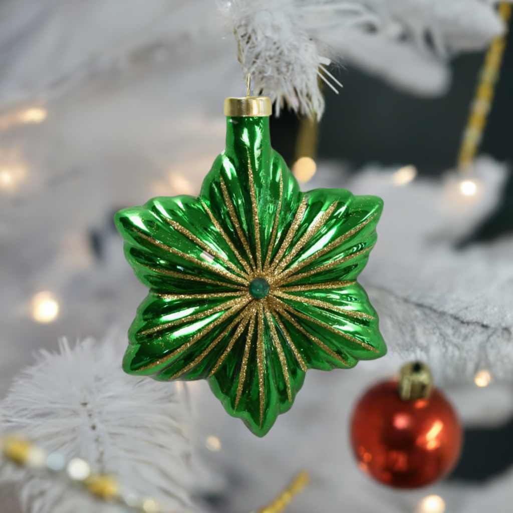 The Canton Christmas Shop Emerald Star Glass Ornament