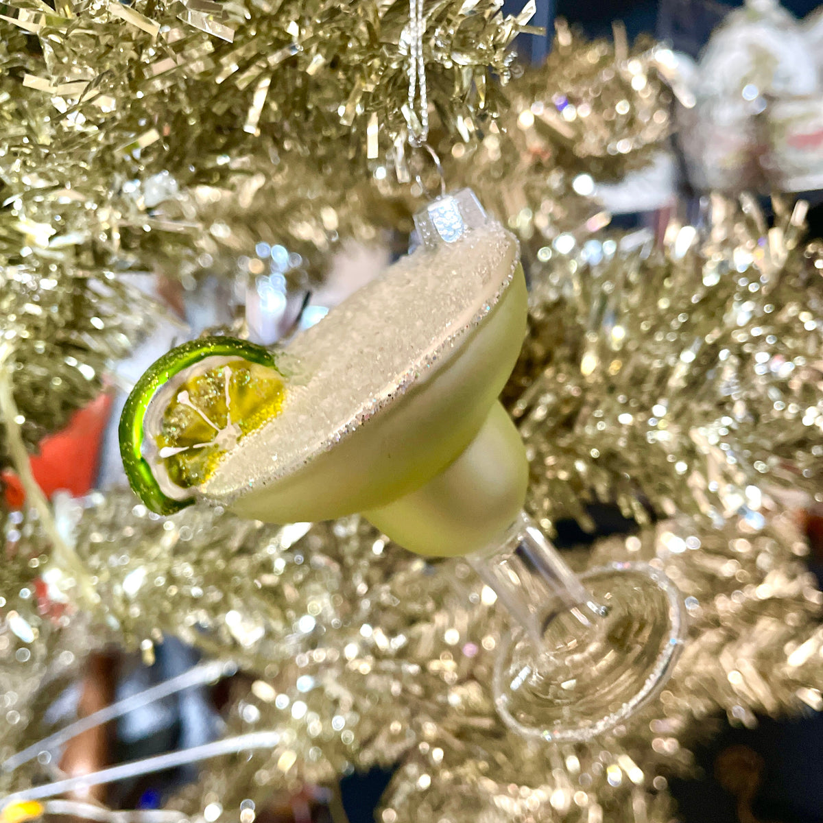 The Canton Christmas Shop Margarita Glass ornament with wedge of lime