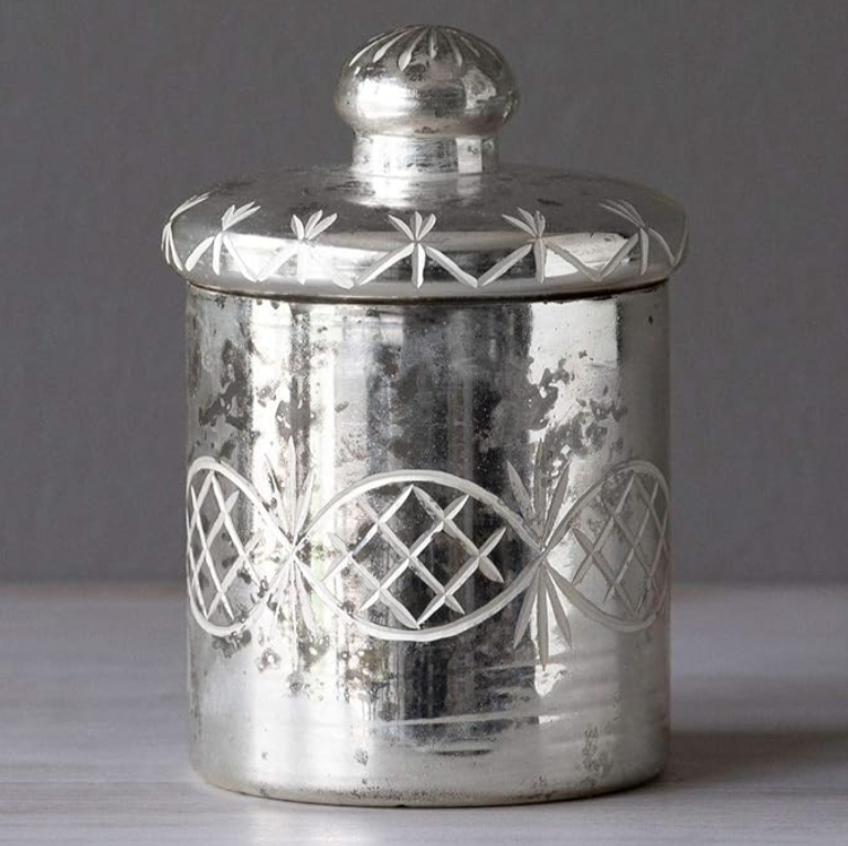 The Canton Christmas Shop Mercury Glass Etched Cylinder from Park Hill Collection